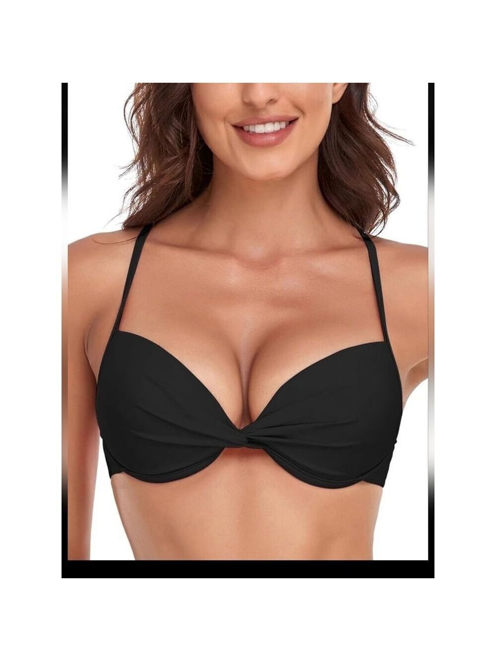 Victoria's Secret Essential Twist Push-Up Bikini Top, Pure Black Sz 36B NWT